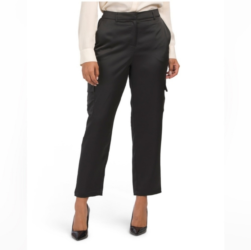Rachel Zoe Black Cropped Straight-Leg Cargo Pants